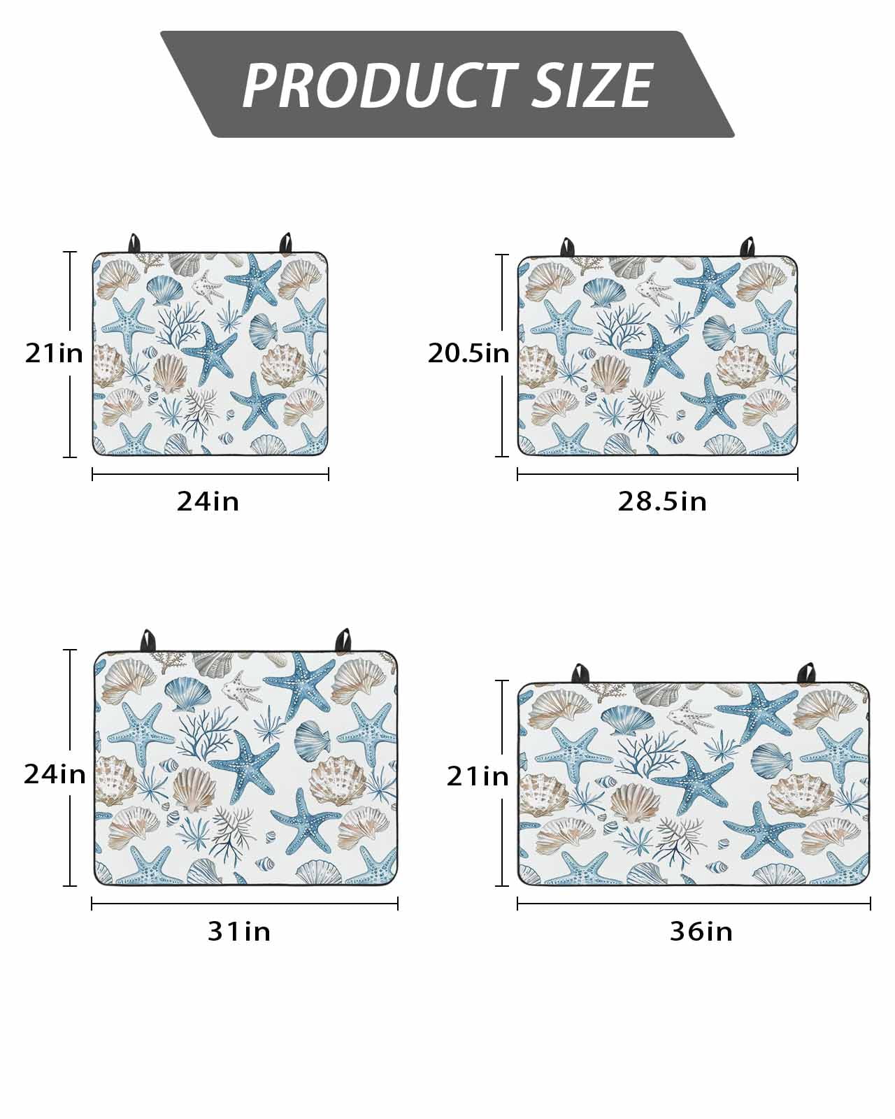 Stove Top Covers for Electric Stove, Blue Beige Coastal Glass Stovetop Cover Protector, Summer Beach Nautical Starfish Shell Induction Cooktop Protector Oven Mat for Kitchen Countertop 24"x21"