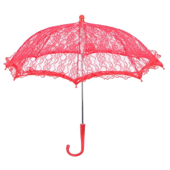 Nimomo Lace, Embroidery Wedding Bridal Umbrella Parasol, Red