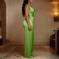 thumbnail image 3 of Morttic Women's Elegant Sleeveless Satin Cowl Neck Wide Leg Jumpsuit – Solid Color Slim Fit Formal Party Outfit Fluorescent Green，M, 3 of 4