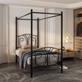 thumbnail image 4 of VECELO Twin Metal Bed Frame, Canopy Four Posters Platform Bed Frame with Headboard & Footboard, No Box Spring Needed, Black, 4 of 7