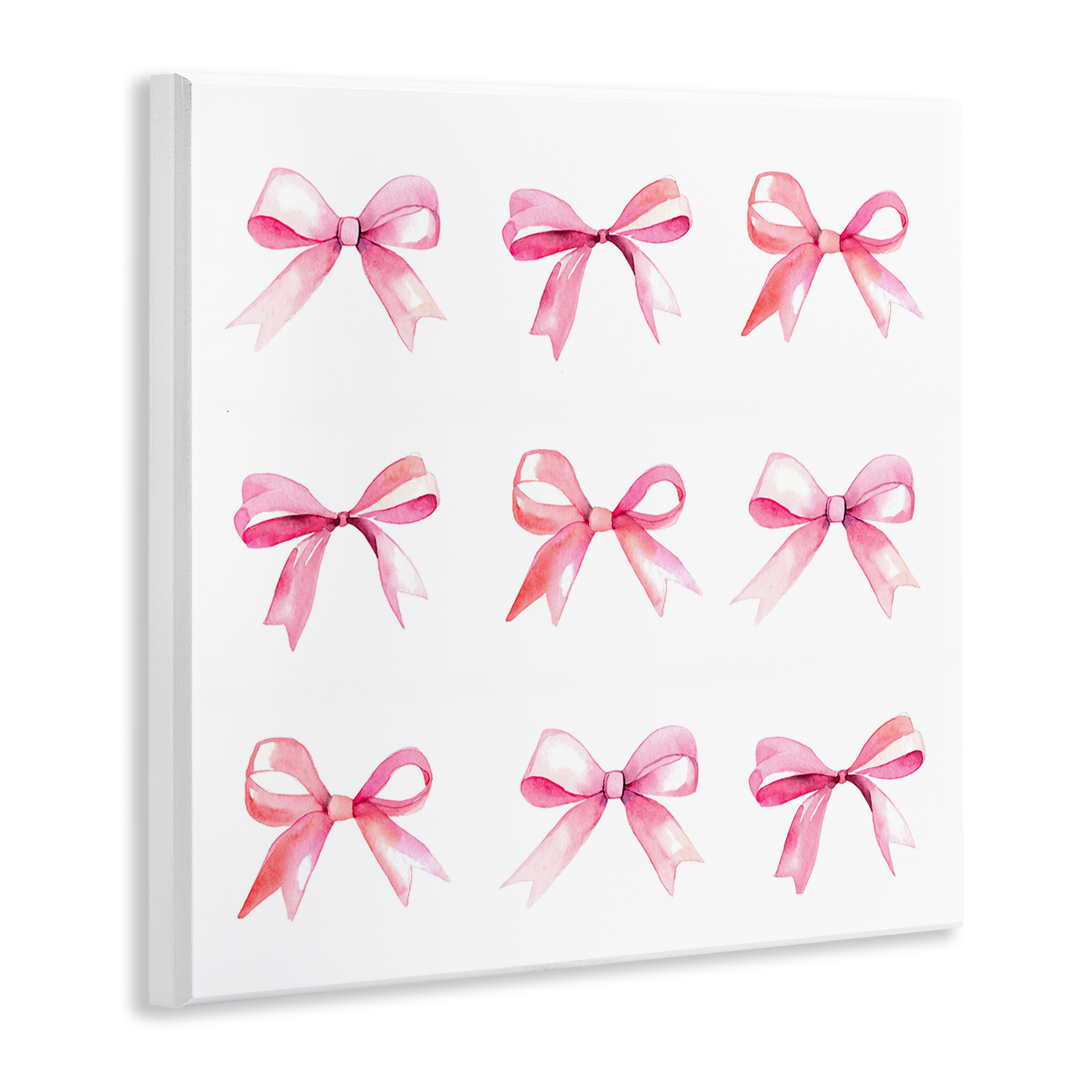 Stupell Industries Pink Bow Pattern Beauty & Fashion Painting Unframed Art Print Wall Art, 12 x 12