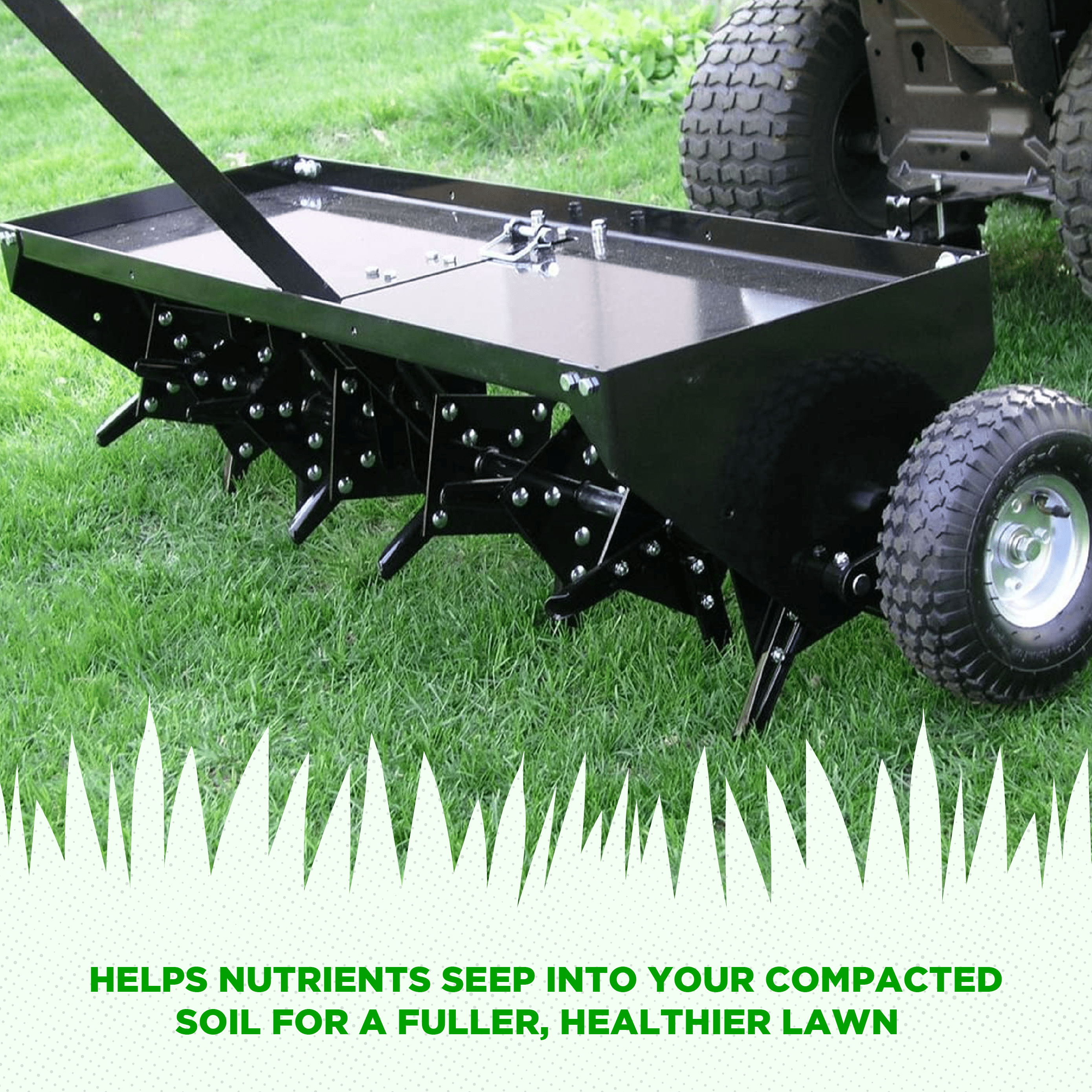 Yard Tuff 48 Inch Tow Behind Lawn Mower Plug Aerator with Universal Hitch