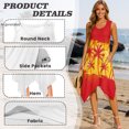 thumbnail image 4 of HELLHERO Palm Sunset Pleated Sundress, Crew Neck Summer Sleeveless Dress Side Pockets Asymmetric Asymmetric Beach Skirt, 4 of 8