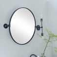 thumbnail image 6 of Round Pivot Bathroom Mirror Black Circle Metal Framed Tilting Beveled Vanity Mirrors 24", 6 of 7