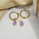 thumbnail image 2 of JeenMata Aros de 2 Quilates con Bisel de Amatista y Corte Esmeralda, Piedra Natal de Febrero, Chapados en Oro Amarillo, 2 of 8