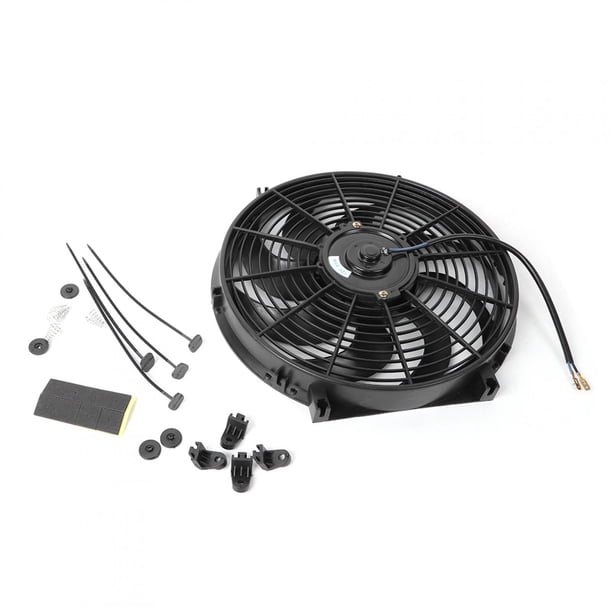 Conjunto de ventilador de refrigeración de radiador eléctrico delgado de 14 pulgadas, piezas universales de 12V con kit de montaje Jadeshay A