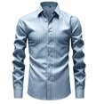 thumbnail image 4 of LODIENY Men's Stretch Wrinkle Free Dress Shirt Long Sleeve Collared Button Down Shirts Regular Fit Wedding Work Blouses Navy XL, 4 of 7