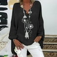 thumbnail image 3 of Plus Size Tops Trendy Western Tops for Ladies V-Neck Pullover Loose Tunic Long Sleeve T Shirts Solid Color Sweatshirts Womens Spring Fashion Black M, 3 of 6