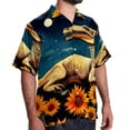 thumbnail image 2 of Crocodile Starry Sky Sunflower Men's Casual Short Sleeve Printed Button Down Spread Collar Tops Summer Beach Shirts Unisex, 2 of 6