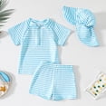 thumbnail image 2 of Linfrsh Boy Swim Set Toddlers Baby Boys' 3-Piece Rashguard Sets Swimsuits Bathing Suit with Hat Surfing Swimwear Sunsuit UPF 50+(Sky Blue,6-12 Months), 2 of 5