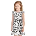 thumbnail image 1 of Fotbe Black Footprints Vestido de Dormir para Niñas de 3 a 10 Años, Mangas Cortas, Estilo Princesa, Pijama Camisón con Mangas Voladas-Large, 1 of 6