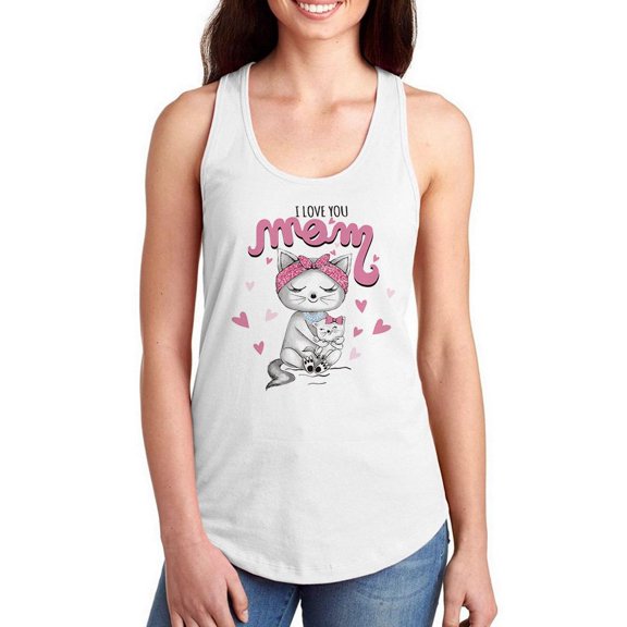 Love You Mom Cat N Kitten Racerback Tank Women -Image by Shutterstock, Female Small