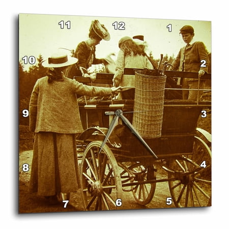3drose, Edwardian Family Loading into Early Automobile Circa 1905, 10x10 Wall Clock