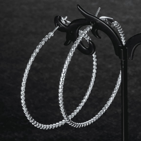 Silver Spiral Hoop Fashion Earrings for Women Earrings, Stainless Steel, (Includes Jewelry Pouch)