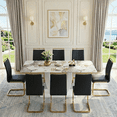 thumbnail image 3 of JUFU Dining Room Table Set for 8, 71'' Pandora White Faux Marble Dining Room Table and Chairs, Dining Tables for 8 with PU Upholstered Chairs, Modern Dining Table for 8 for Dining Room and Kitchen, 3 of 10
