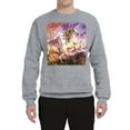 thumbnail image 2 of Unicorn Fanstasy Rainbow Castle Unisex Crewneck Graphic Sweatshirt, Heather Grey, Large, 2 of 3