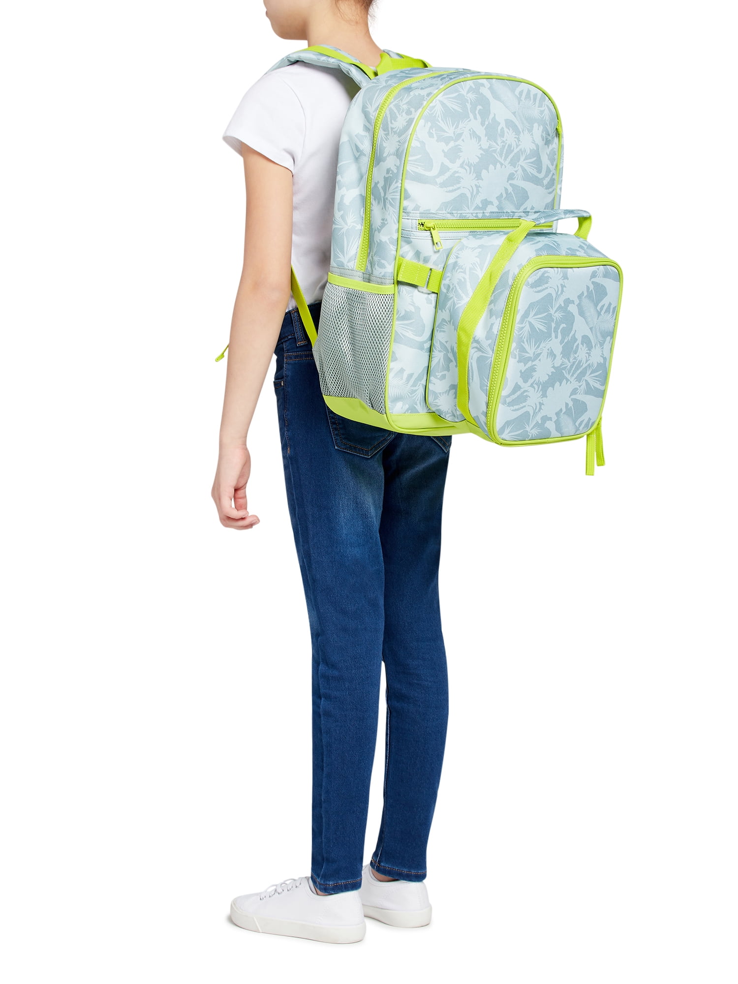 3 In 1 Dino Themed 17 Inch Backpack With Lunch Bag & Pencil Case —