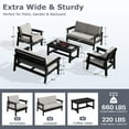 thumbnail image 2 of SERWALL 7PC Outdoor Conversation Set, All-Weather HDPE Patio Sofa Set with Cushions, 2 Armchairs, 2 Loveseats & Coffee Table for Patio, Porch, Backyard, Black Frame with Khaki Cushion, 2 of 6