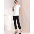 thumbnail image 4 of Top de trabajo para mujer con cuello levantado, manga casquillo, espalda de cerradura, elegante blusa de negocios blanco M, 4 of 6