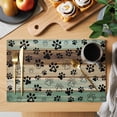 thumbnail image 2 of Teal Brown Placemats Set of 4, Pet Paw Printed Farmhouse Dog Claws Wood Grain Placemats for Dining Table, Place Mats for Kitchen Tabletop, Waterproof Wipeable Dining Table Mats Set, 2 of 9