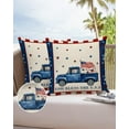 thumbnail image 6 of Independence Day Outdoor Pillow Covers Set of 2,Farm Blue Truck American Flag Star Decorative Waterproof Throw Pillow Case, Patriotic Red Plaid Cotton Linen Soft Cozy Cushion Pillowcases 16x16In, 6 of 6