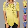 thumbnail image 5 of Qeaghou Savings Summer Tops for Women Plus Size Short Sleeve Round Neck Tshirt Button Hem Loose Fit Casual Tunics Blouse, 5 of 6
