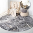 thumbnail image 3 of SAFAVIEH Cyrus Liadain Abstract Shag Area Rug, Gray/Beige, 6'7" x 6'7" Round, 3 of 12