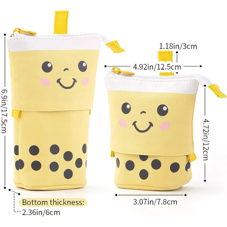 2PCS Kawaii Pencil Case Kawaii Stationary Set with Pop Up Cute Boba Pencil  Case, 8 Kawaii Pens, 50 Bubble Tea Stickers, and Kawaii Multi Color Pen For  School Supplies (Yellow) 