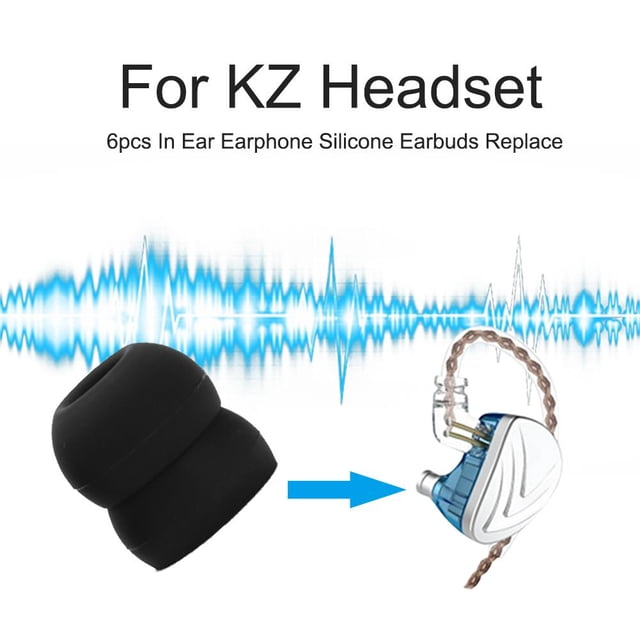 Audífonos 6 piezas de reemplazo de auriculares de silicona para auriculares KZ LZ A4 DZ9 (negro) Universal Accesorios Electrónicos