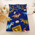 thumbnail image 5 of Homewish Wild Dino Bed Sheets,Danger Area Keep Out Print Full Size Sheets,Navy,4pcs,1 Flat Sheet, 1 Fitted Sheet and 2 Pillowcases, 5 of 6