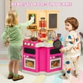 thumbnail image 2 of Wisairt Play Kitchen Set, 2.6FT Tall Kids Play Kitchen w/ Realistic Lights Sounds Simulation Spray for Toddlers Girls Boys Gift, Pink - 22x12.6x31.5in, 2 of 7