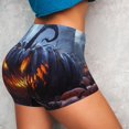 thumbnail image 6 of Seamless Workout Shorts Women - Halloween Pumpkin Monster B Biker Gym Running Yoga Spandex Shorts for Women, 6 of 7