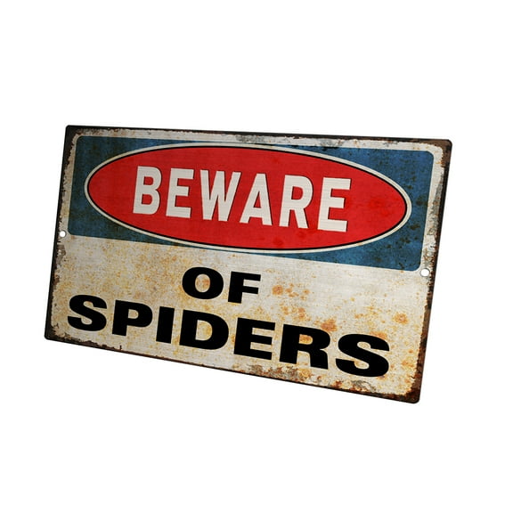KuzmarK Novelty Funny Wall Plaque Sign - Beware Of Spiders