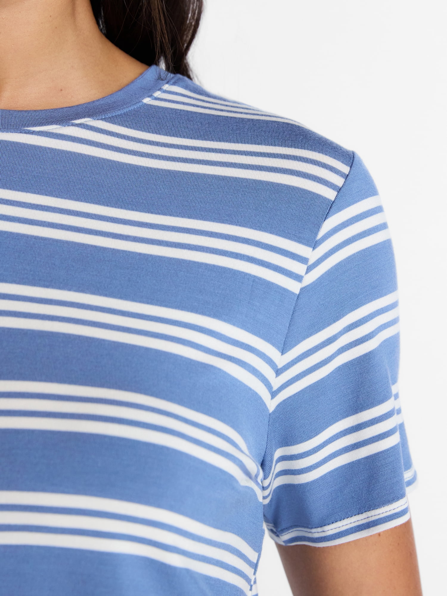 Time and Tru Women's Draped Boxy Tee with Short Sleeves, Sizes XS-XXXL