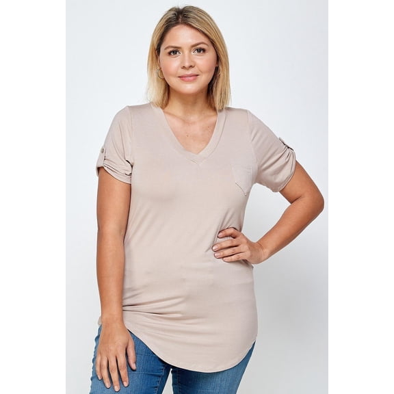 Solid Knit V-neck Tee 3XL