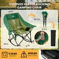 thumbnail image 5 of ABORON Oversized Heated Rocking Camping Chair for Adults- 400lbs Capacity Padded Camping Recliner w/ 3 Levels Heat - Folding Lawn Chair with Side Pockets for Camp Patio Backyard, 5 of 9