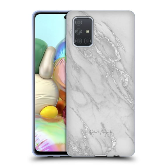 Head Case Designs Officially Licensed Nature Magick Marble Metallics Silver Soft Gel Case Compatible with Samsung Galaxy A71 (2019)