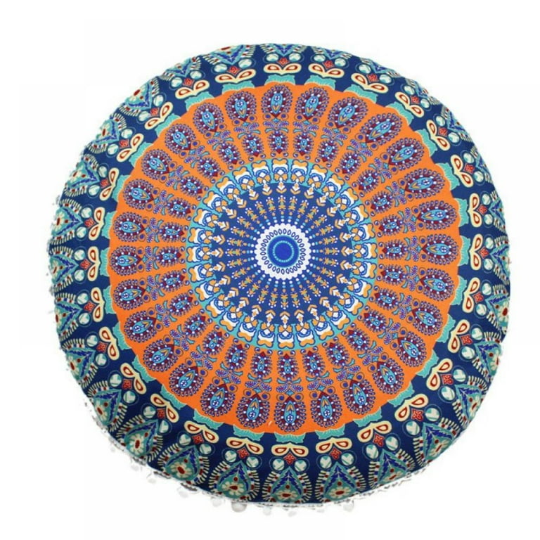 17 Inch Floor Pillows Cushions Decorative Hippie Mandala Pouf Pillow Seating Meditation Cushion Bohemian Throw Cover Large Boho Ottoman Case Pillowcase for Couch Round Walmart
