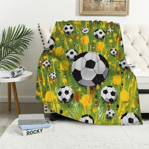 EastSmooth  Soccer Throw Blanket - Soccer Team Gift Blanket - Soccer Lover Gift - Blanket for Kids Adult Soft Quilt for Bed Couch Chair