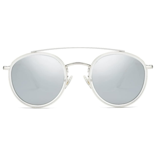 Gafas de Sol SOJOS Retro Vintage Redondas SJ1104 Plata/Plata