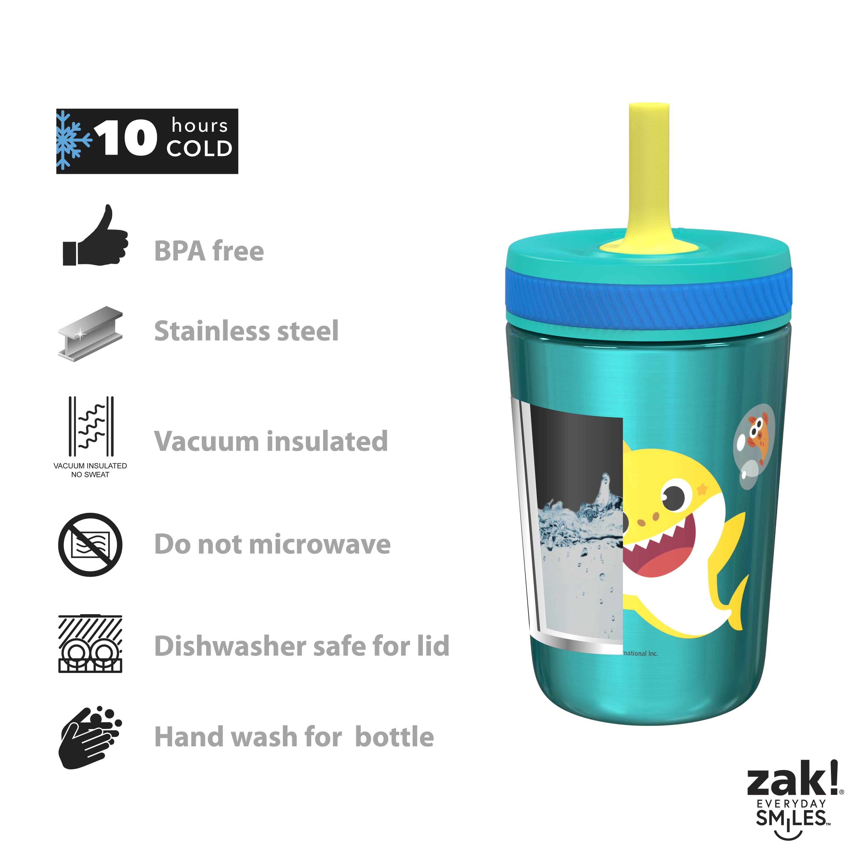 Zak Designs 15oz Baby Shark Kelso Tumbler Set-, by SAM