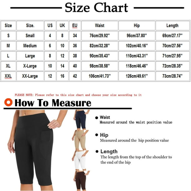 Yoga Pants For Women Women's Knee Length Leggings High Waisted Yoga Workout  Exercise Capris For Casual Summer With Pockets Ladies Summer Trousers