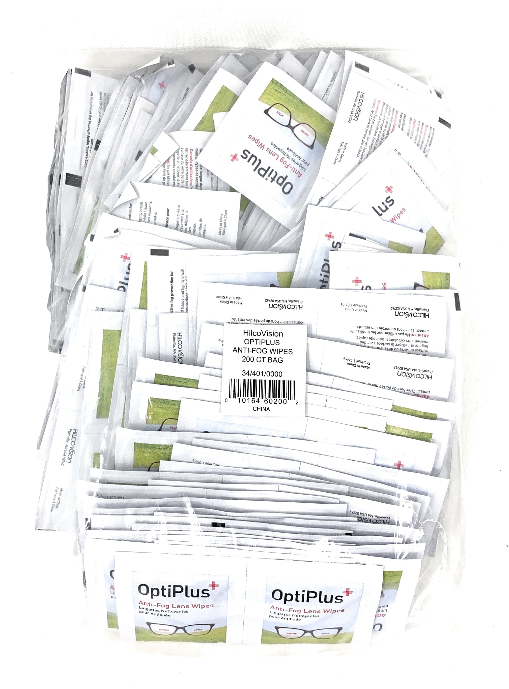 OptiPlus Anti-Fog Lens Wipes Cleaner Travel Purse Healthcare Sport Goggles 200ct Bag