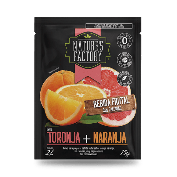 Bebida En Polvo Sabor Toronja Naranja Natures Factory 10 piezas