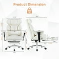 thumbnail image 4 of ZUNMOS Home Office High Back Reclining Desk Chair with Footrest, Big and Tall Adjustable Height PU Leather Executive Computer Task Chair with Leg Rest and Lumbar Support, Armrest, White, 4 of 8