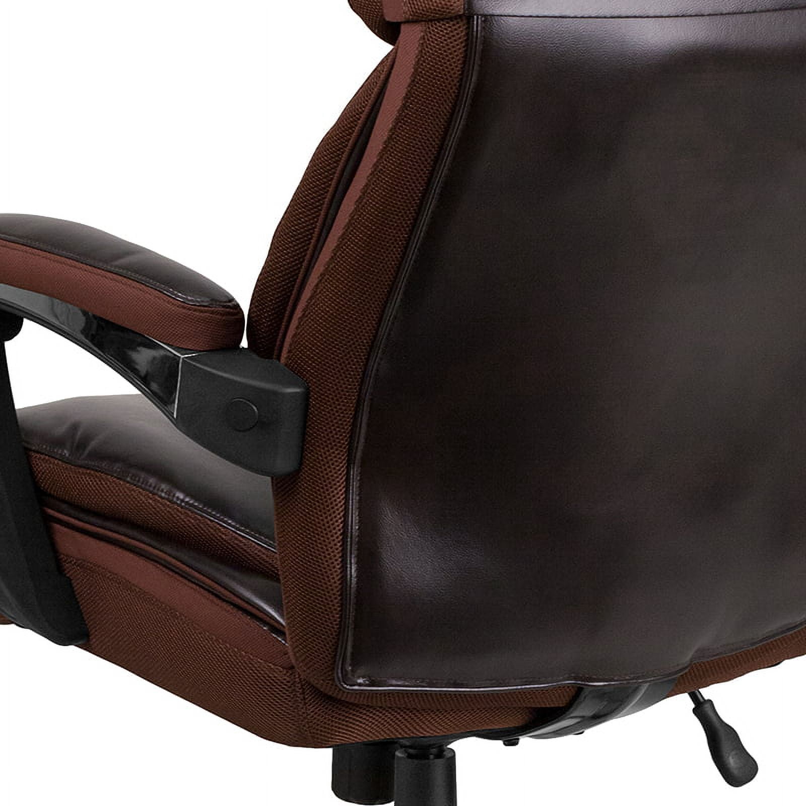 Emma + Oliver 500 lb. Big & Tall Brown LeatherSoft Ergonomic Office Chair, Adjustable Headrest