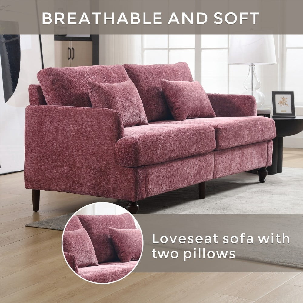 Chenille Fabric Loveseat Sofa - Sturdy & Breathable, 2-Seat for Living Room