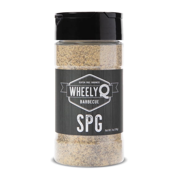 WheelyQ Barbecue SPG Seasoning | Salt, Pepper, Garlic Rub, 7oz
