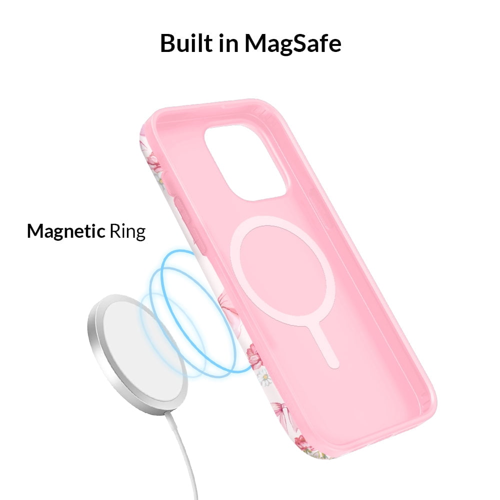 VELVET CAVIAR for Cute iPhone 12 / iPhone 12 Pro Case Compatible with MagSafe - Protective Phone Cases for Women - Posie Pink Bow Floral