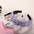 thumbnail image 6 of Unique Bargains 2 Pcs Women' Colorful Bead Knotted Headband White Purple 1.57" Wide Classic Casual Style for Women, 6 of 7
